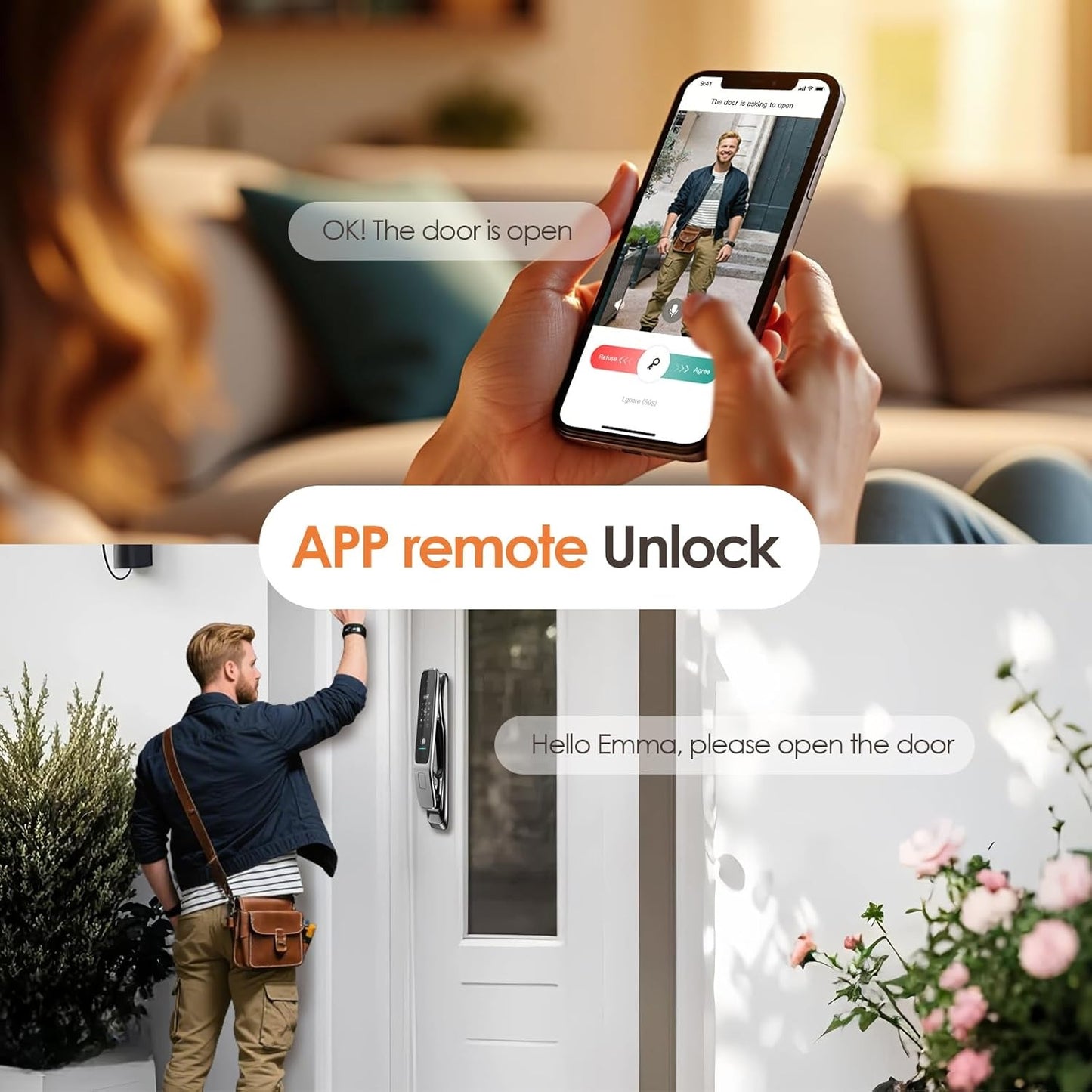 3D Face Recognition Smart Door Lock, 6-in-1 Fingerprint keyless Entry Door Lock,Video doorbell,Wi-Fi,intercom, app Control,auto-Lock,4" HD Screen, IP66 Waterproof